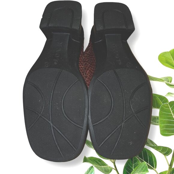 NAOT Woven Rust Brown Leather Slip On Comfort Mule Slide Block Heel EUR 36 US 6 - Picture 11 of 13